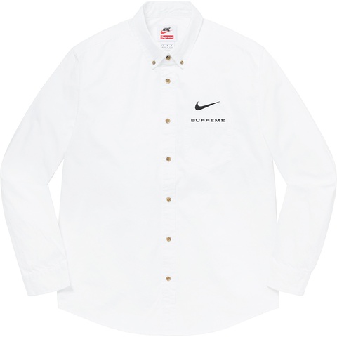 Cotton Supreme®/Nike® 白 ボタンダウン Shirt Twill Cotton NIKE Supreme Twill Supreme - Shirt トップス