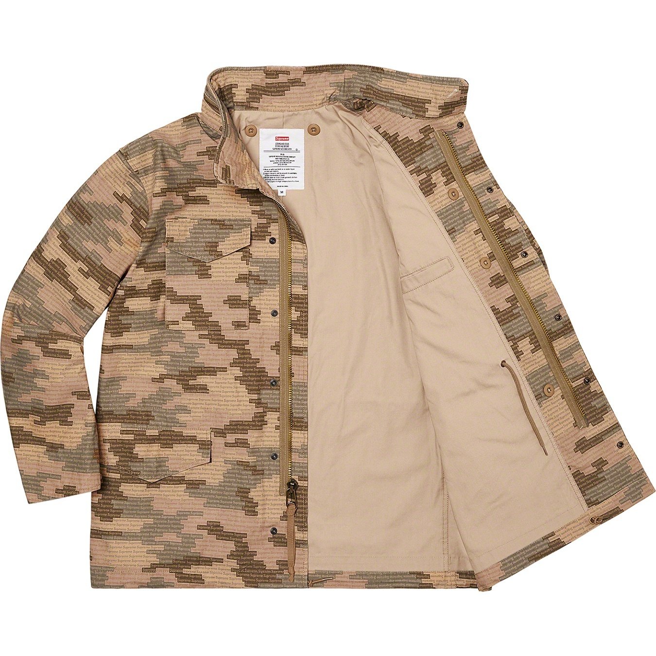 Supreme Logo Camo M-65 Jacket (SS21) - Tan - $298