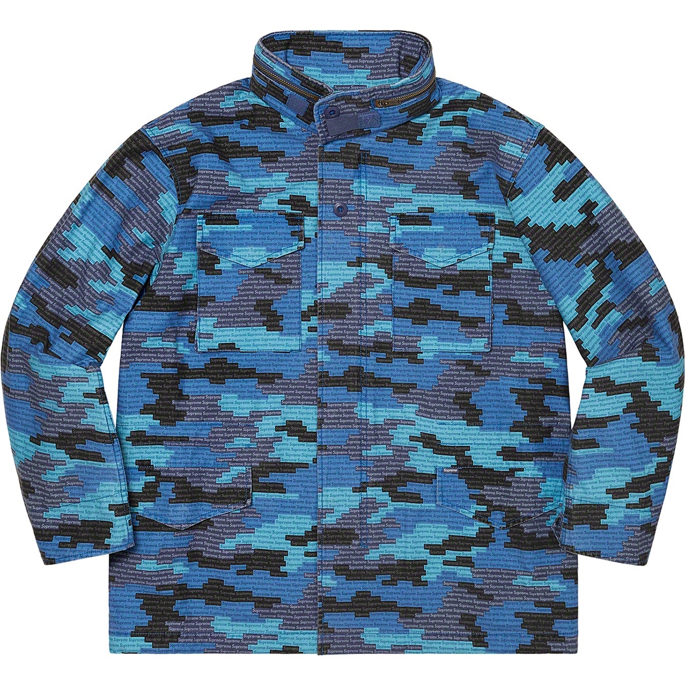 Supreme Logo Camo M-65 Jacket (SS21) - Blue - $298