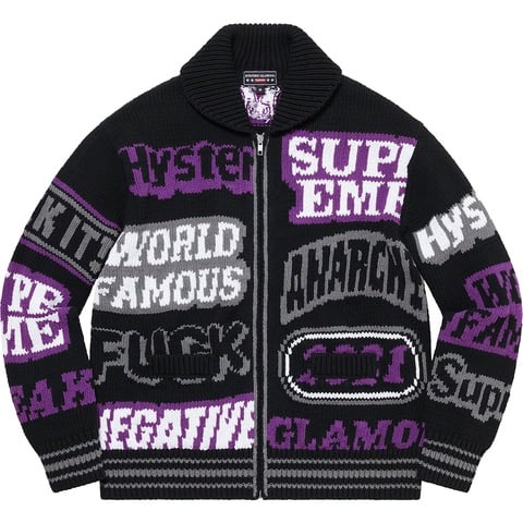 Supreme Supreme®/HYSTERIC GLAMOUR Logos Zip Up Sweater - Black