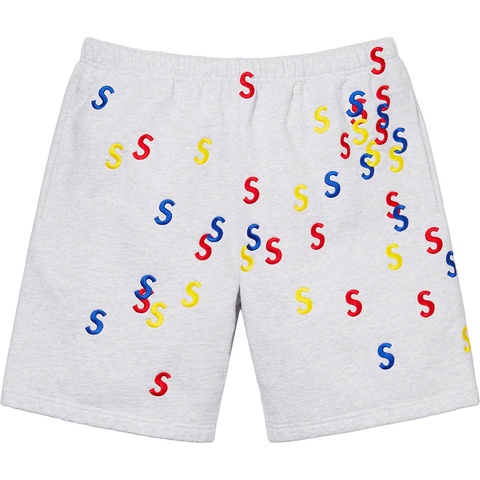 Supreme Embroidered S Sweatshort - Ash Grey
