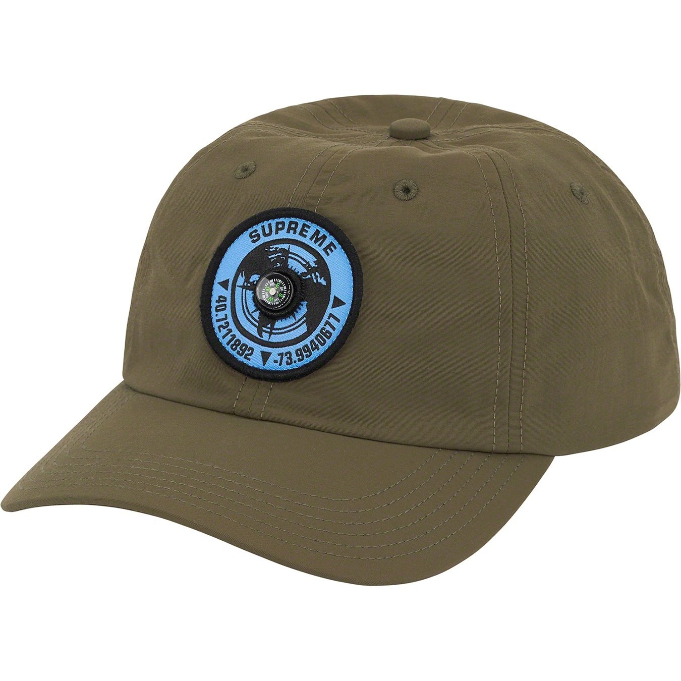 Supreme Compass 6-Panel (SS21) - Olive - $48