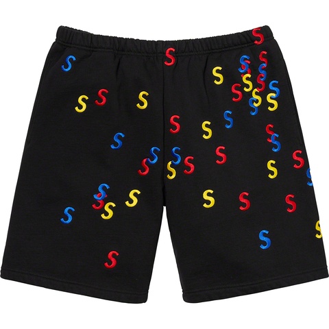 Supreme Embroidered S Sweatshort - Black