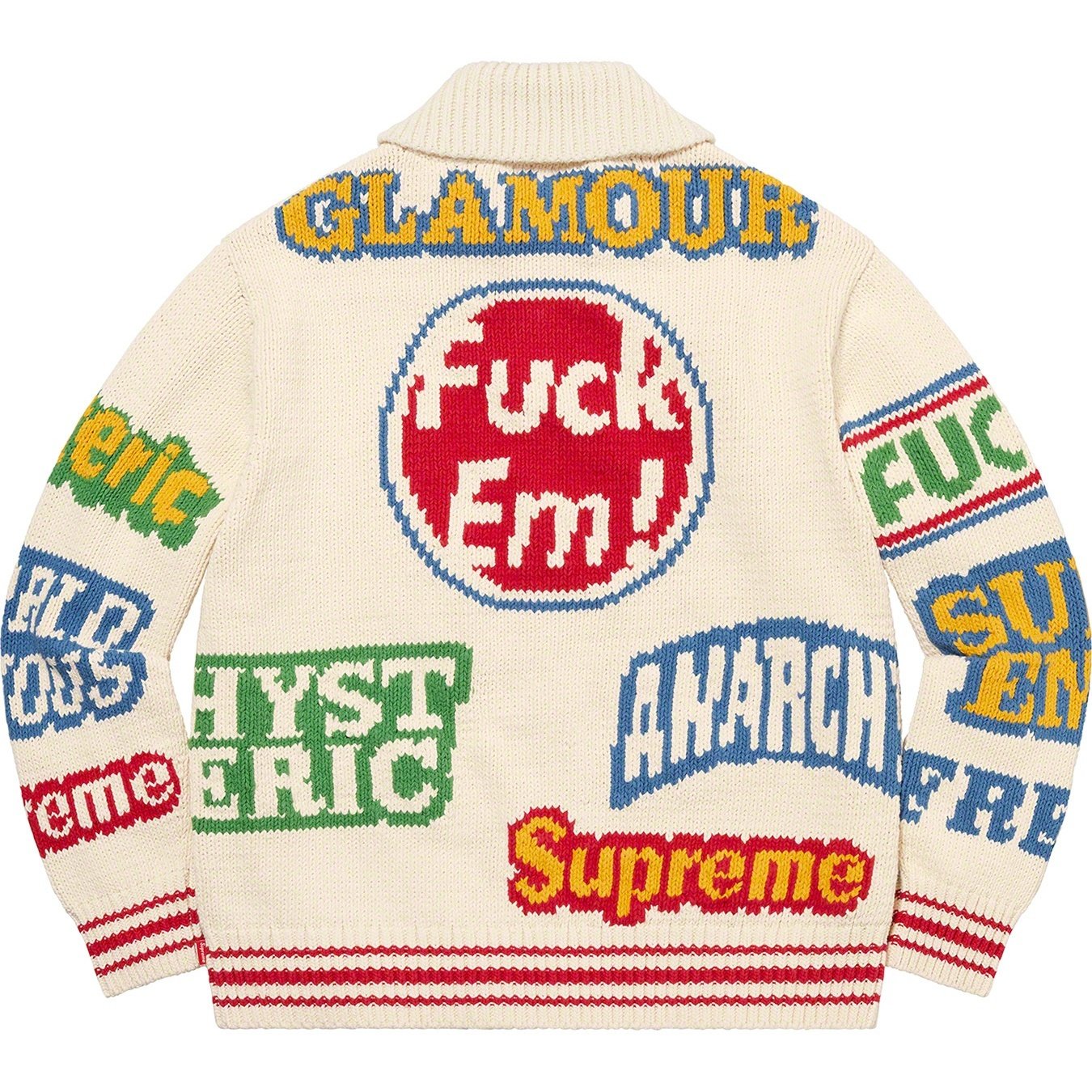 Supreme Supreme HYSTERIC GLAMOUR Logos Zip Up Sweater (SS21) - Natural - $368