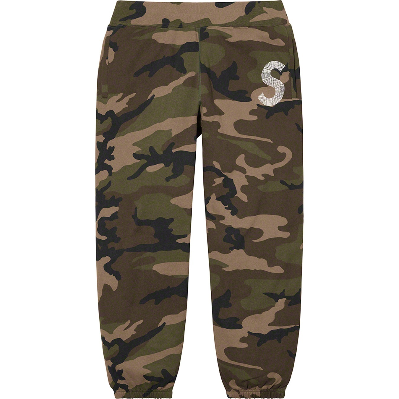 Supreme Swarovski S Logo Sweatpant (SS21) - Woodland Camo - $298