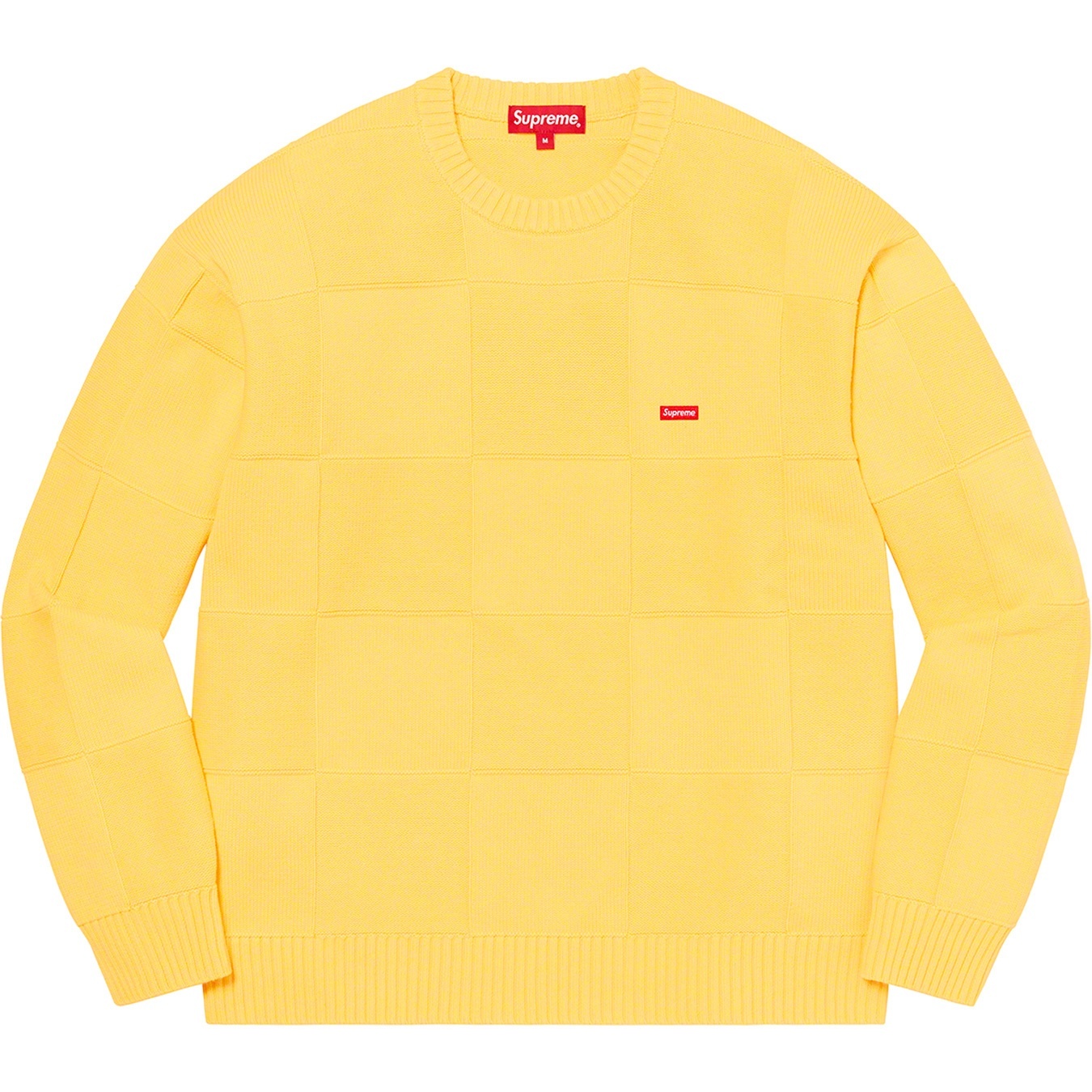 Supreme Tonal Checkerboard Small Box Sweater (SS21) - Yellow - $138