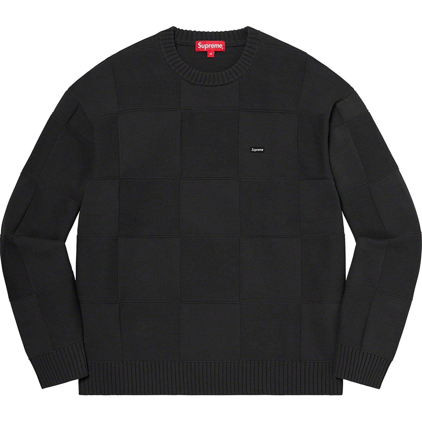 Supreme Tonal Checkerboard Small Box Sweater (SS21) - Black - $138