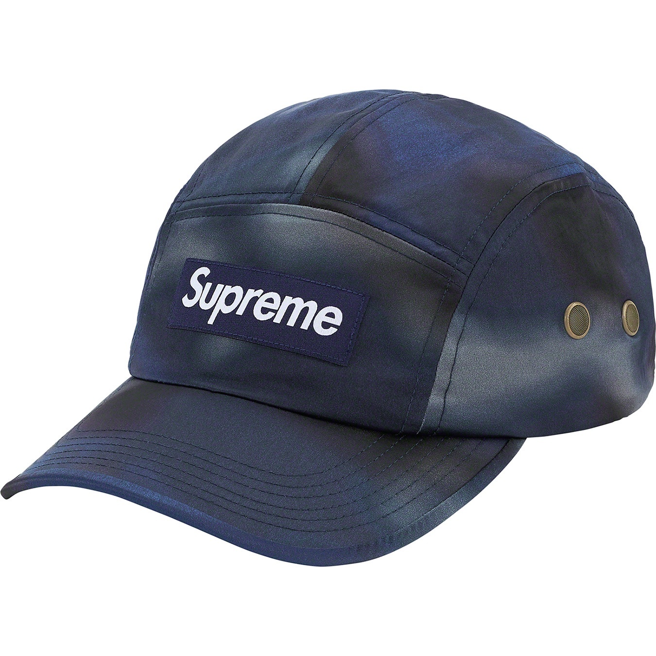 Supreme Washed Satin Camo Camp Cap (SS21) - Blue Camo - $54