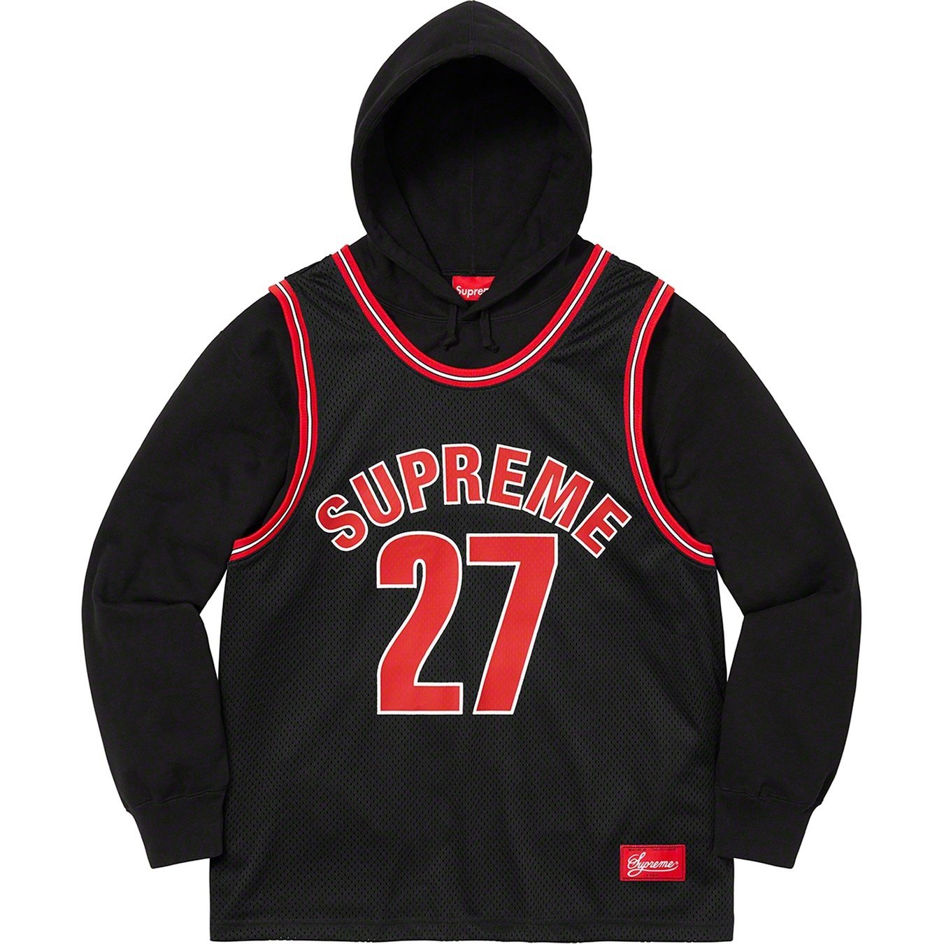 Supreme Basketball Jersey Hooded Sweatshirt (SS21) - Black - $158