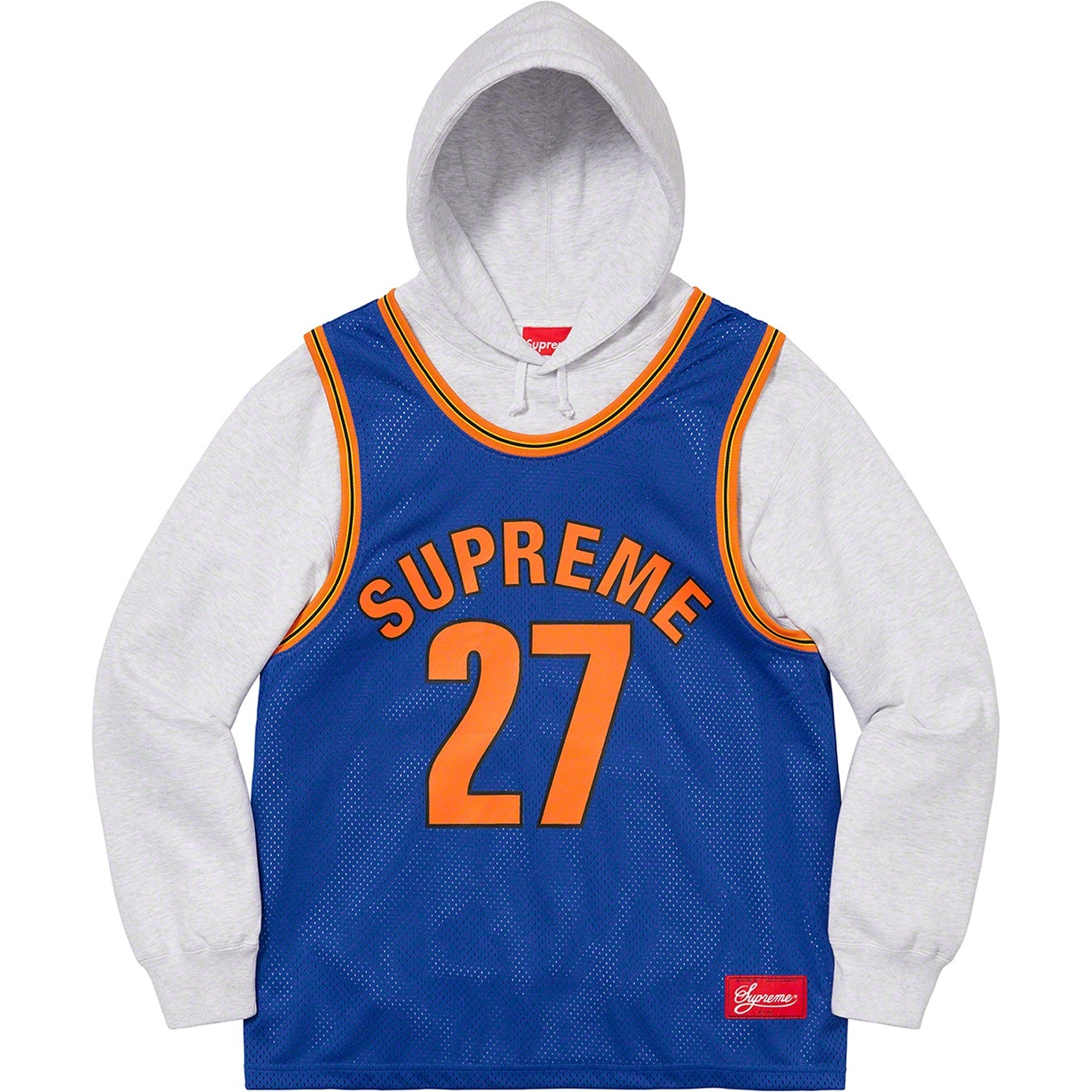 Supreme Basketball Jersey Hooded Sweatshirt (SS21) - Ash Grey - $158