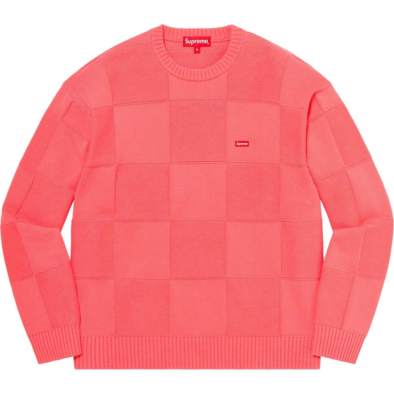 Supreme Tonal Checkerboard Small Box Sweater (SS21) - Coral - $138