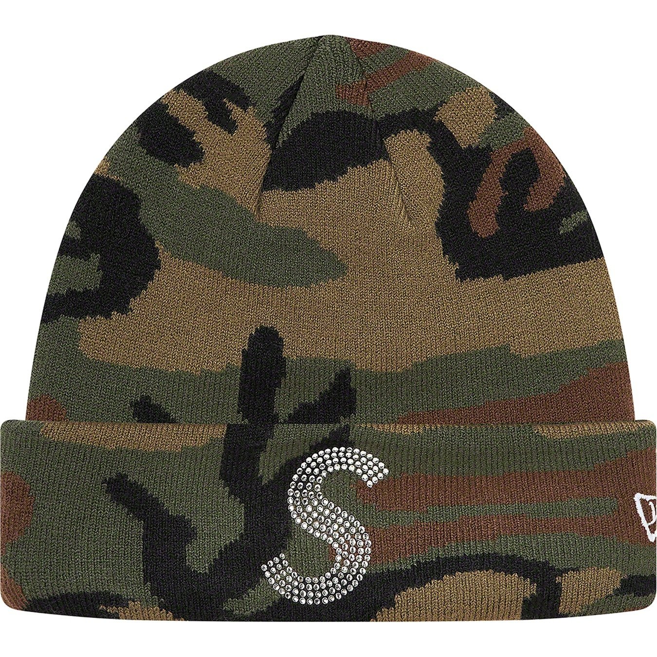 Supreme New Era Swarovski S Logo Beanie (SS21) - Woodland Camo - $88