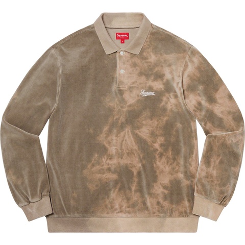 Bleached Velour L/S Polo - spring/summer 2021 - Supreme