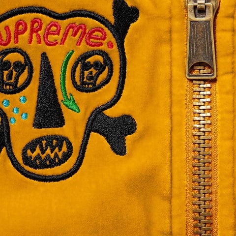 Supreme Clayton Patterson/Supreme Skulls Embroidered Velvet MA-1 - Gold