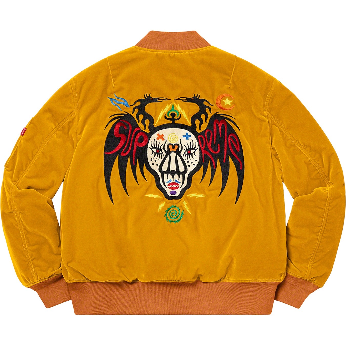 Supreme Clayton Patterson Supreme Skulls Embroidered Velvet MA-1 (SS21) - Gold - $398