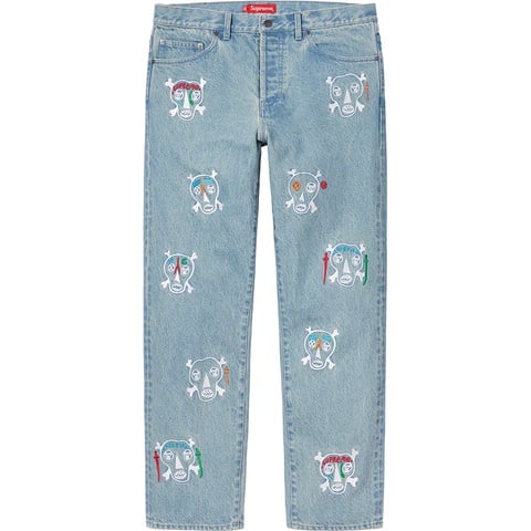 Clayton Patterson/Supreme Skulls Embroidered Regular Jean - Supreme