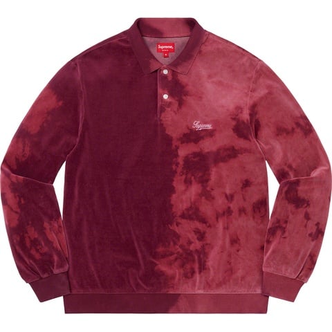 Supreme Bleached Velour L/S Polo - Magenta