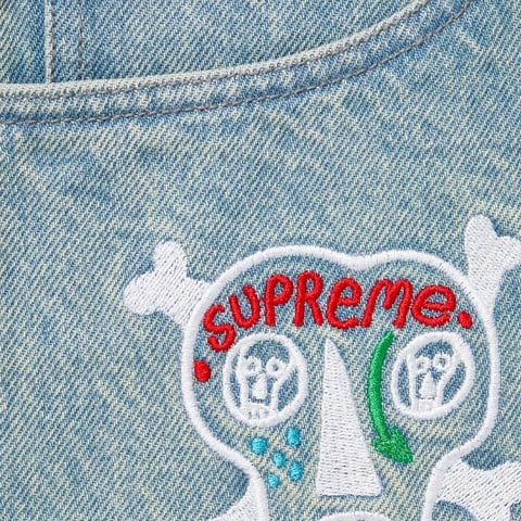 Supreme Clayton Patterson/Supreme Skulls Embroidered Regular Jean - Blue