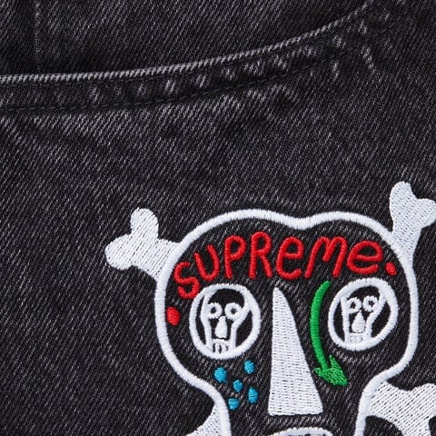 Supreme Clayton Patterson/Supreme Skulls Embroidered Regular Jean - Black