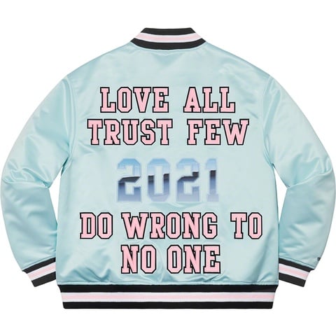 Supreme Supreme®/Mitchell & Ness® Satin Varsity Jacket - Light Blue