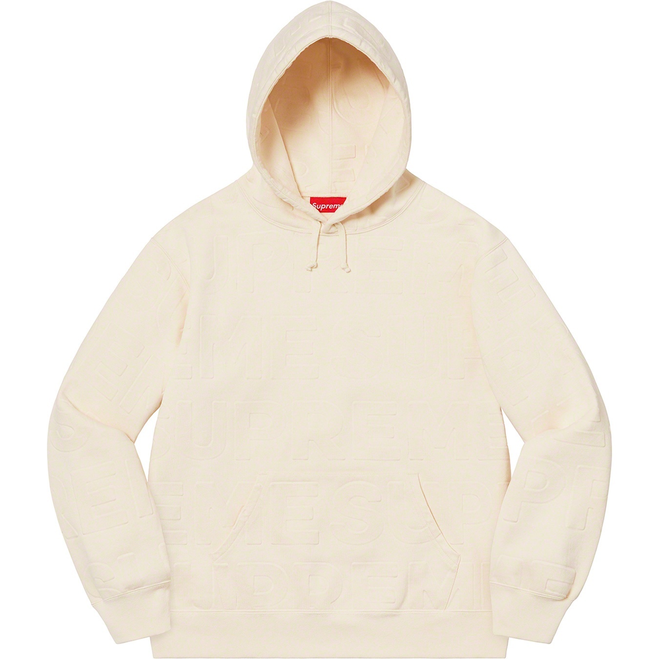 Supreme Embossed Logos Hooded Sweatshirt (SS21) - Natural - $158