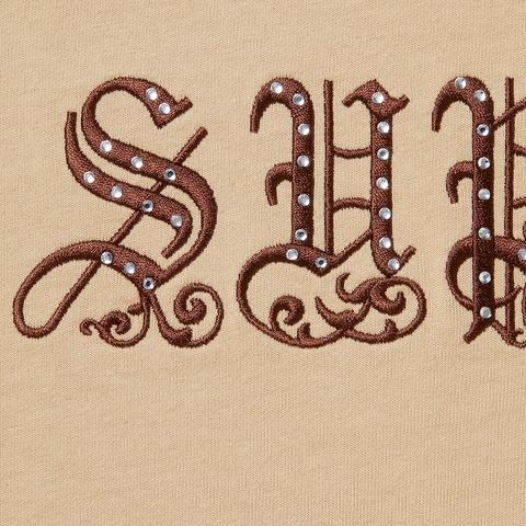Supreme Old English Rhinestone S/S Top - Tan