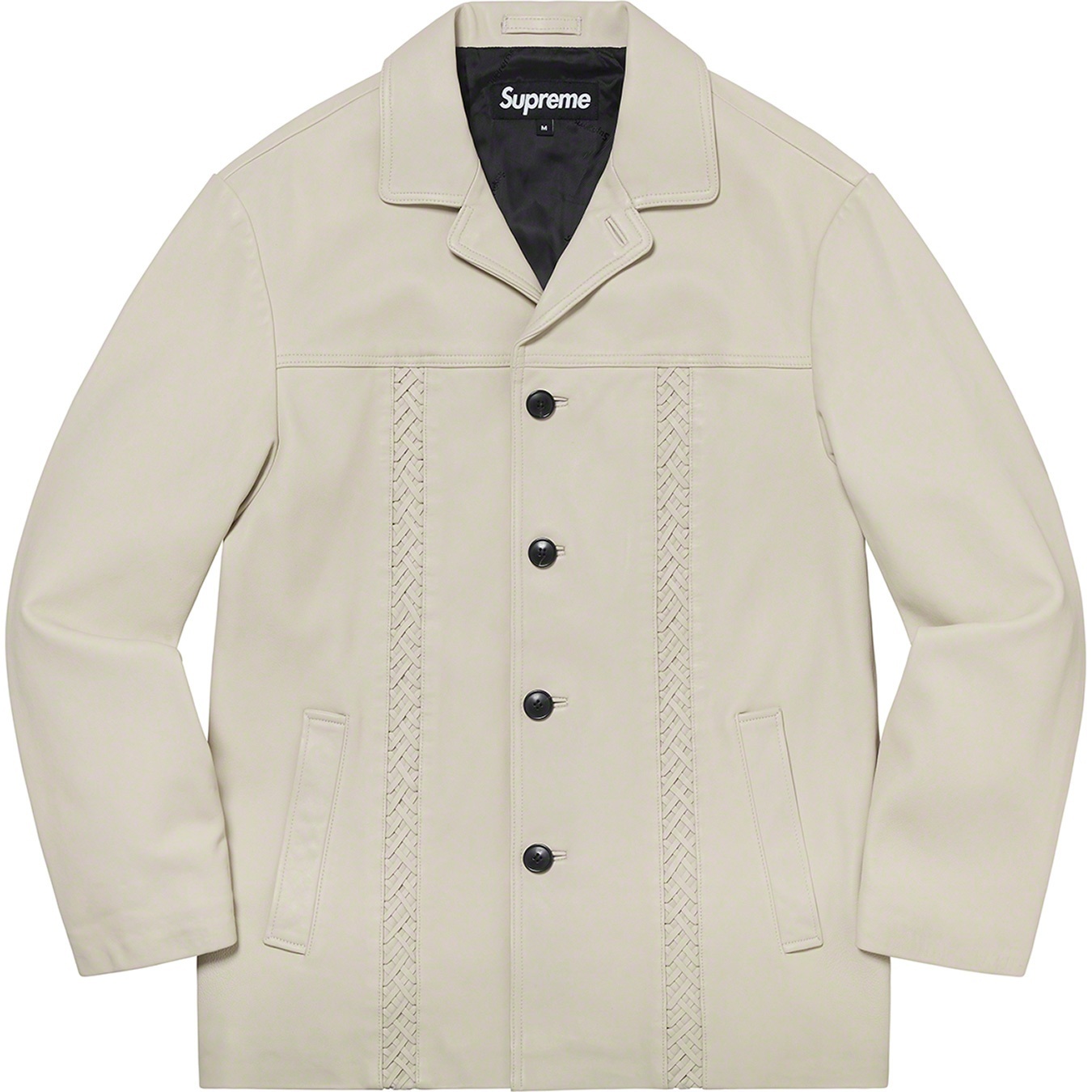 Supreme Braided Leather Overcoat (SS21) - Sand - $598