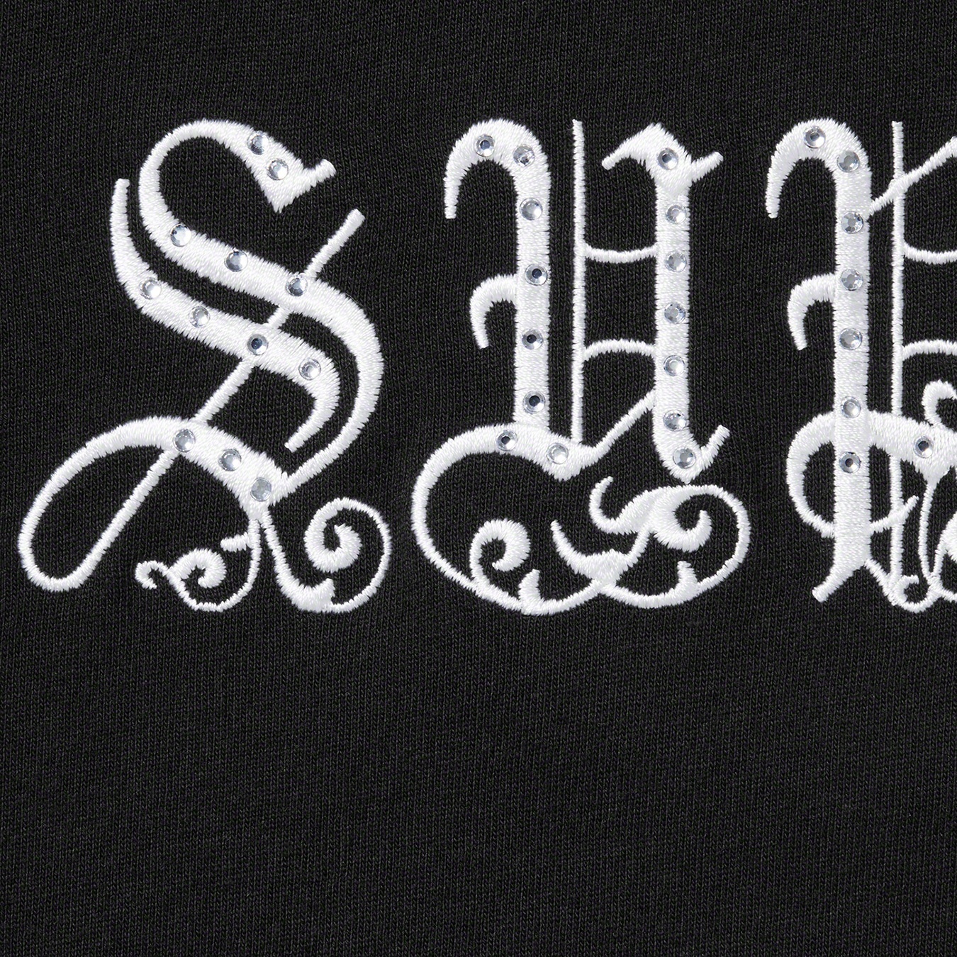 Supreme Old English Rhinestone S S Top (SS21) - Black - $78