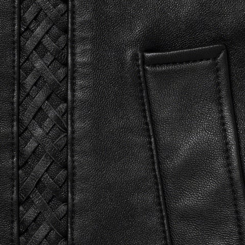 Supreme Braided Leather Overcoat - Black