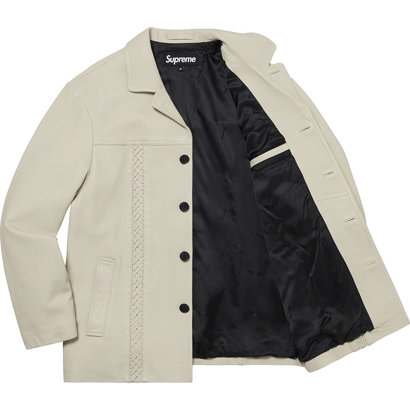 Supreme Braided Leather Overcoat (SS21) - Sand - $598