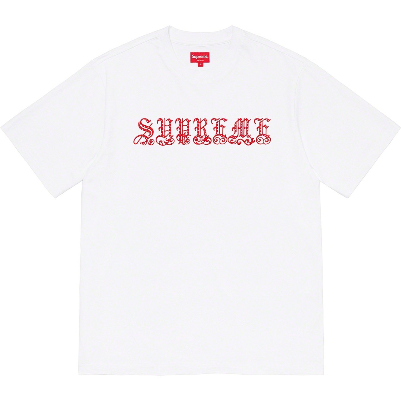 Supreme Old English Rhinestone S S Top (SS21) - White - $78