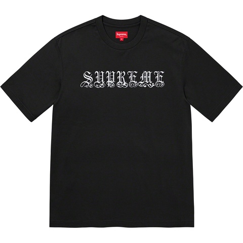 Supreme Old English Rhinestone S/S Top - Black