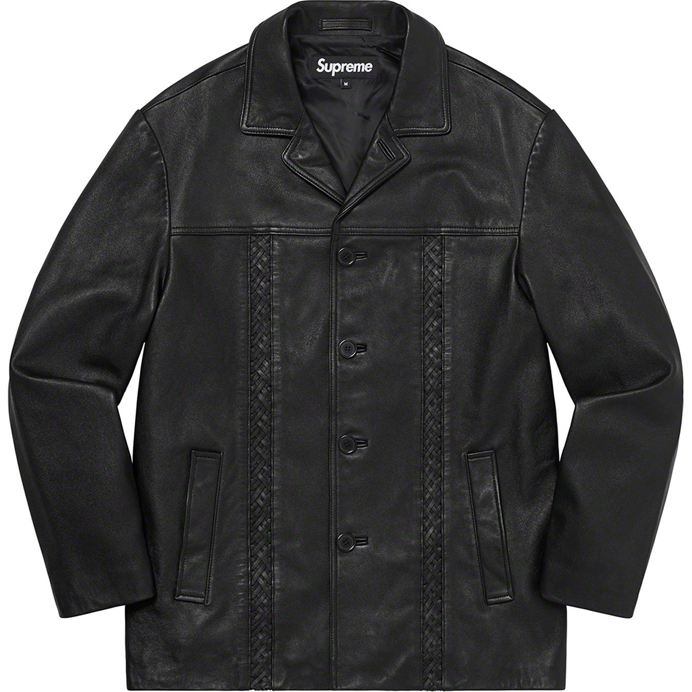Supreme Braided Leather Overcoat (SS21) - Black - $598