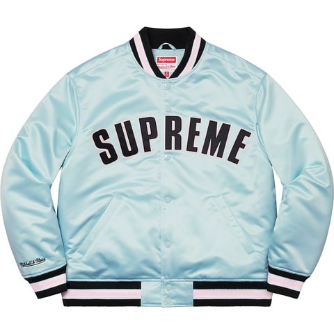 Supreme Supreme®/Mitchell & Ness® Satin Varsity Jacket - Light Blue