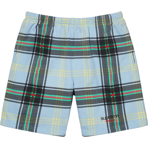 Supreme Plaid Sweatshort - Light Blue