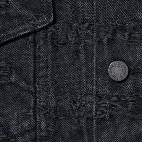 Supreme Frayed Logos Denim Trucker Jacket - Black