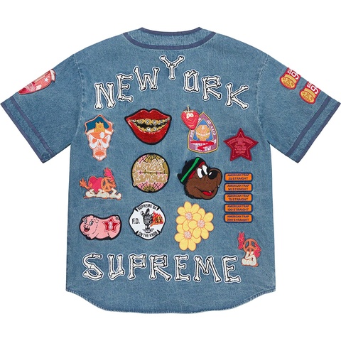 Patches Denim Baseball Jersey - spring/summer 2021 - Supreme