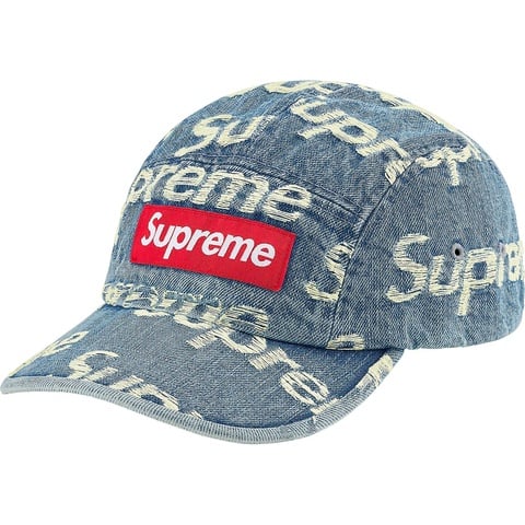Supreme Frayed Logos Denim Camp Cap - Blue