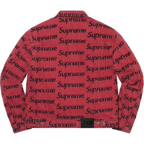 Supreme Frayed Logos Denim Trucker Jacket - Red