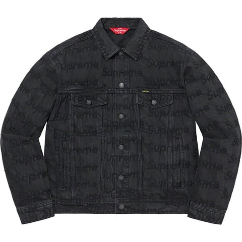 Supreme Frayed Logos Denim Trucker Jacket - Black