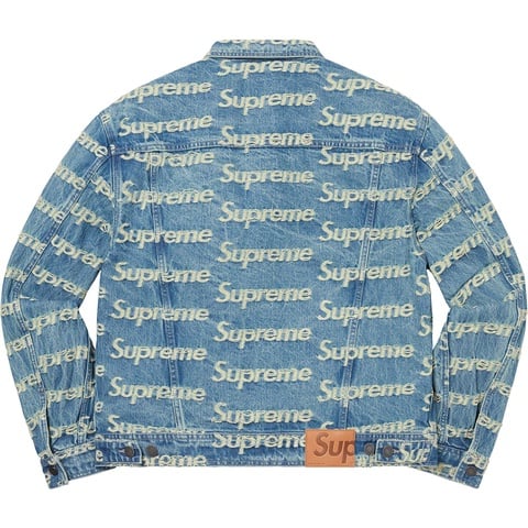 Supreme Frayed Logos Denim Trucker Jacket - Blue
