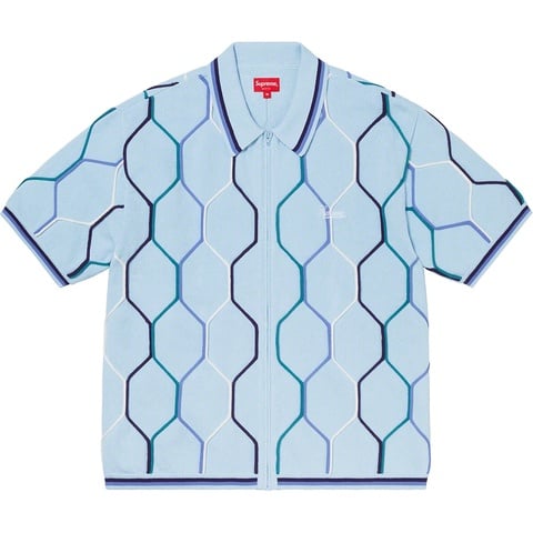Supreme Hex Zip Up Polo - Blue