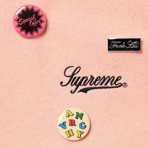 Supreme Jamie Reid/Supreme It's All Bollocks Varsity Jacket - Dusty Pink