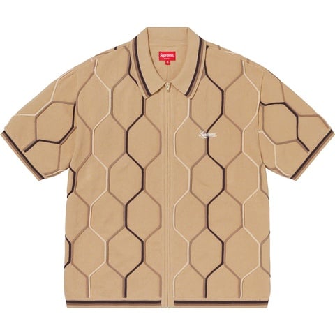 Supreme Hex Zip Up Polo - Tan