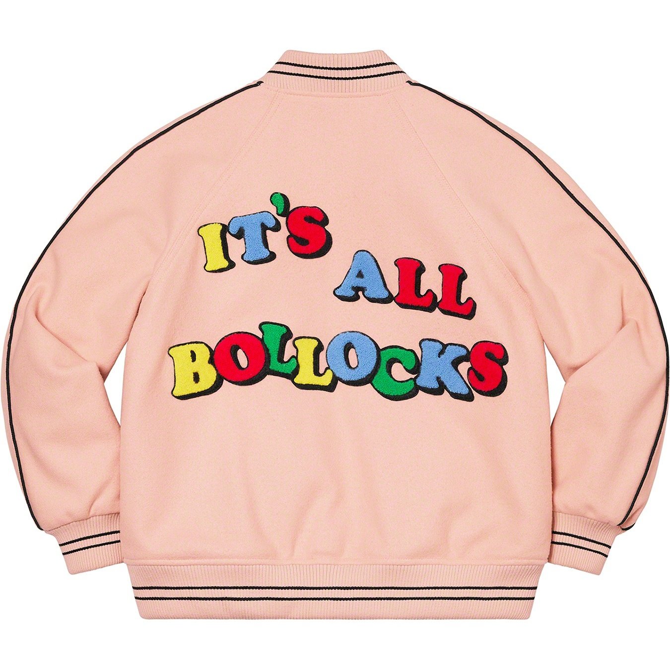 Supreme Jamie Reid Supreme It's All Bollocks Varsity Jacket (SS21) - Dusty Pink - $368