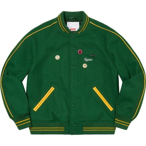 Supreme Jamie Reid/Supreme It's All Bollocks Varsity Jacket - Dark Green