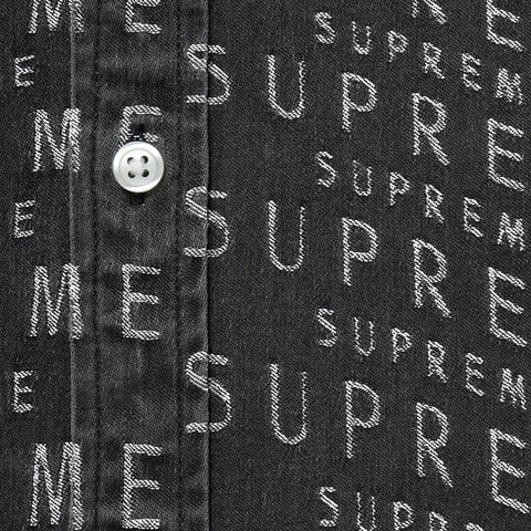 Supreme Warp Jacquard Logos Denim Shirt - Black