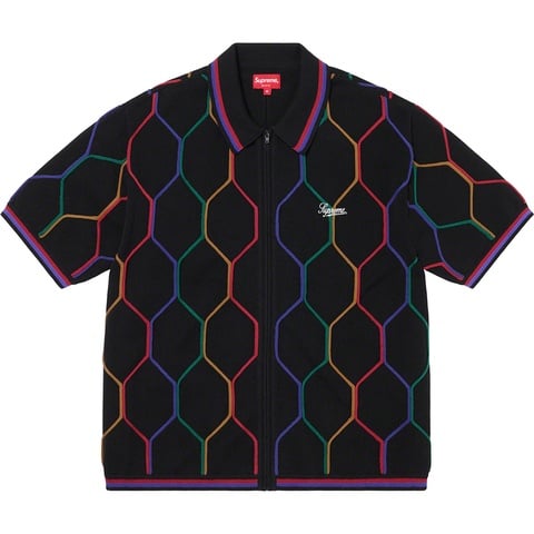 Supreme Hex Zip Up Polo - Black