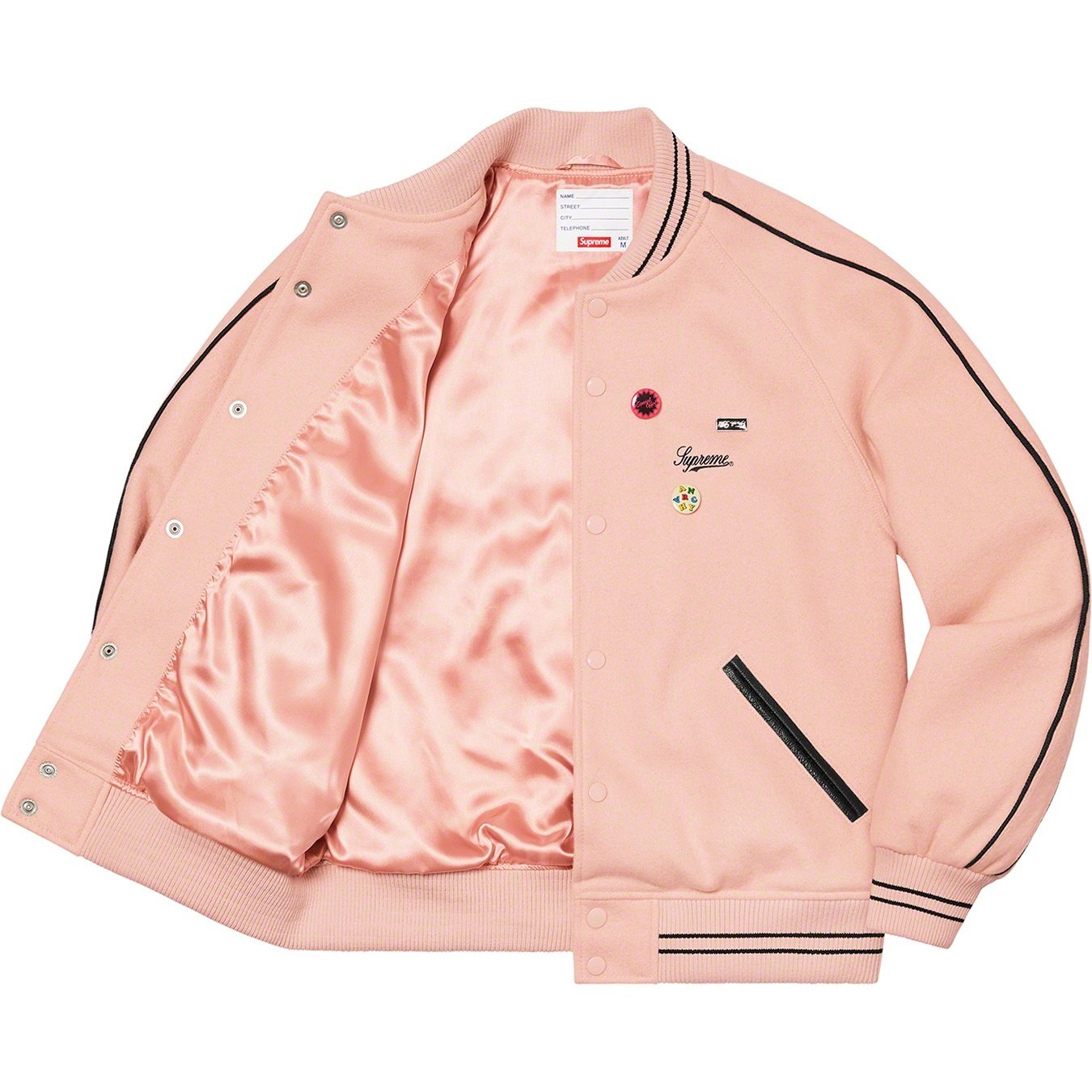 Supreme Jamie Reid Supreme It's All Bollocks Varsity Jacket (SS21) - Dusty Pink - $368