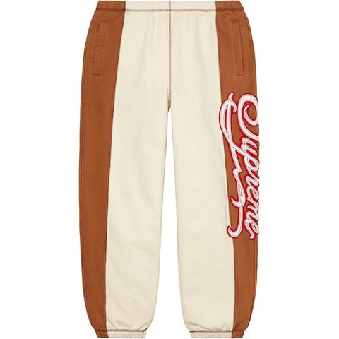 Supreme Paneled Script Sweatpant - Natural